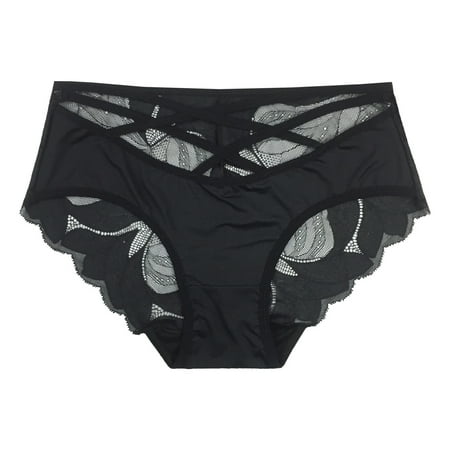 

Dadaria Plus Size Underwear for Women Essentials Stretch Bikini Panty Lace Trim 7 Colors Comfy Sexy Black Women