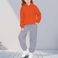 thumbnail image 2 of vdgthytj Unisex Kids 2 Piece Sweatsuits Hooded Sweatshirts and Jogger Pants Solid Fall Winter Athleisure Outfits(3-4 years,Orange), 2 of 9