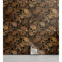 Ambesonne Skulls Peel & Stick Wallpaper for Home, Earthy Colors Grunge Goth, 13"x72", Chocolate Sand Brown
