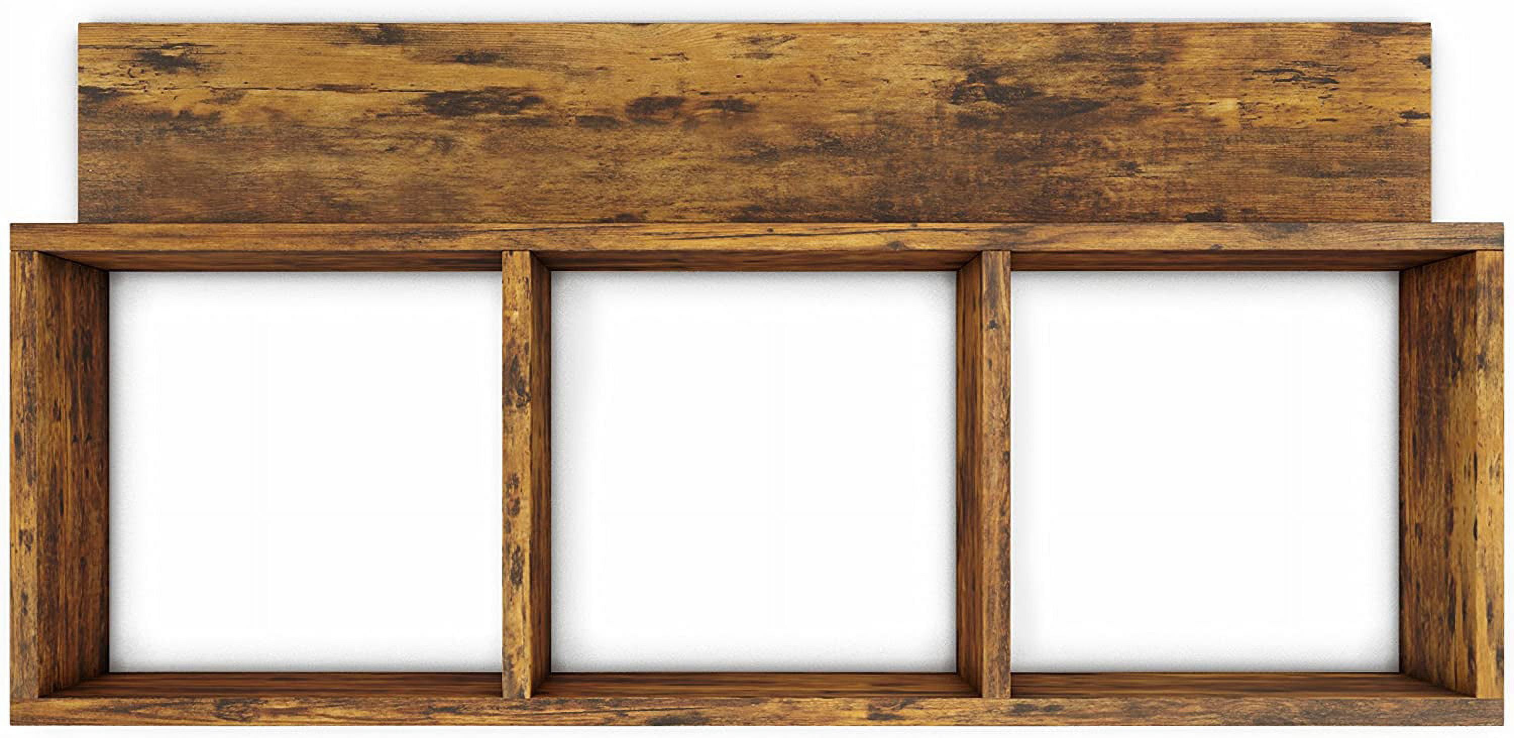 Danya B. Rustic Triple Cubed Floating Shelf With Ledge - Wall Mount Cubbie Shelf - Aged Wood