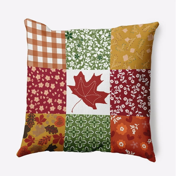 16" x 16" Simply Daisy Printed Quilt Leaves Polyester Indoor/Outdoor Pillow, Dragon Qty 1
