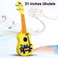 thumbnail image 2 of Tignapoo 21-Inch Dinosaur Ukulele with Poplar Handle & ABS Fingerboard - Yellow, 324mm String Length, 12 Frets, 4 White Nylon Strings, Full Wooden Body, Includes Black Pick, 2 of 6
