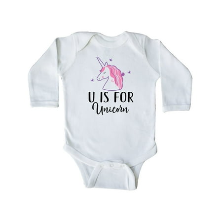 Alphabet Baby Clothes - Unicorn Letter U Alphabet Long Sleeve Creeper