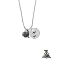 thumbnail image 2 of Delight Jewelry Resin Shark Silvertone Script Initial Disc - T - Charm Necklace, 20"+3", 2 of 4