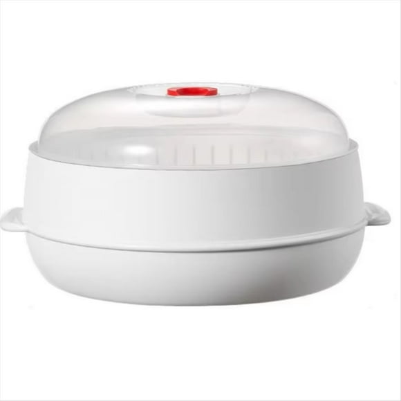 Vaporera multifuncional para microondas con tapa transparente. Ollas de vapor para cocinar albóndigas, verduras, tocino y mariscos A