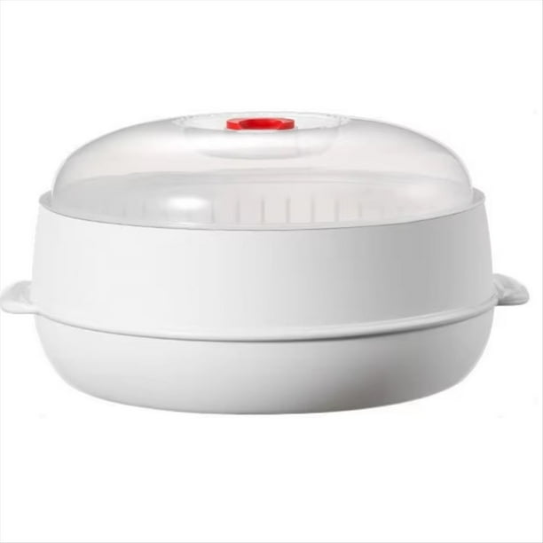 Vaporera multifuncional para microondas con tapa transparente. Ollas de vapor para cocinar albóndigas, verduras, tocino y mariscos A