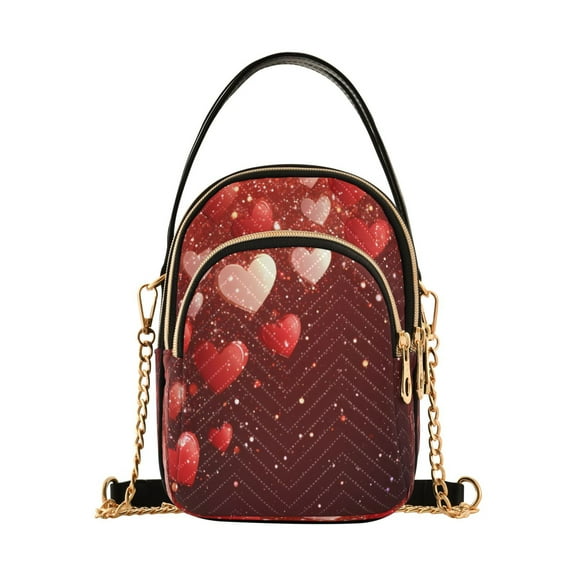 ALAZA Chain Crossbody Bags for Women Valentine Red Heart Shoulder Handbag Phone Purse