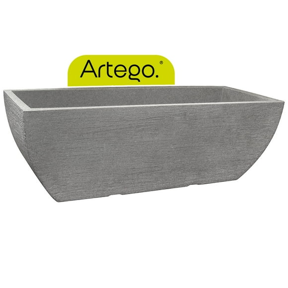 Maceta moderna para exteriores tipo jardinera 45 cm de largo BOXE color gris stone de Polietileno ultra ligera Artego Japi Hecho en Brasil