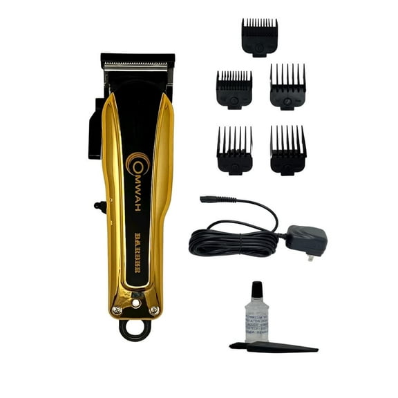 Omwah Men's Professional High Performance Barber Cordless Hair Clipper Haircut Kit with 5 Magnetic Combs