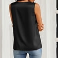thumbnail image 3 of Women's Silk Satin Camisole Tank Tops V Neck Pleated Dressy Casual Sleeveless Blouses Summer Business Work Shirt Black M, 3 of 8