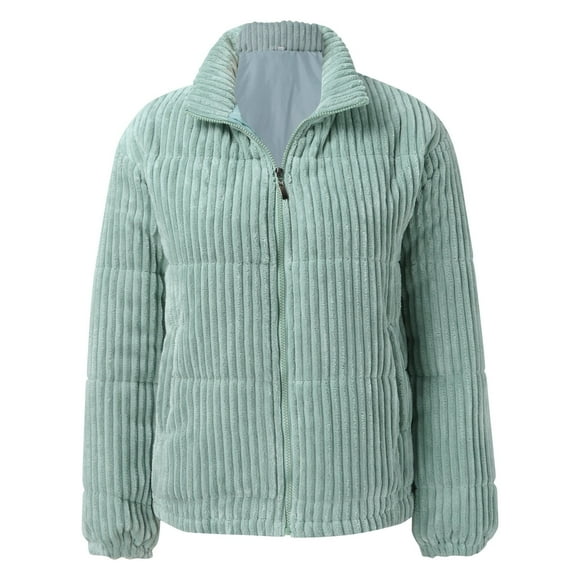 Wyzesi Womens Coats Dressy Casual Plus Size Warm Women's Solid Color Short Padded Corduroy Jacket Loose Fit Winter Bread Coat Hooded Flannel Jacket Women Corduroy Jacket