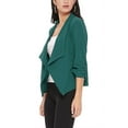 thumbnail image 3 of Women's Elegant Draped Blazer Casual Open Front 3/4 Sleeve Jacket, 3 of 6