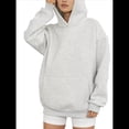 thumbnail image 1 of Sudadera Holgada de Larga con Capucha para Mujer, Estilo Informal, para Otoño e Invierno. Gris Plata L, 1 of 8