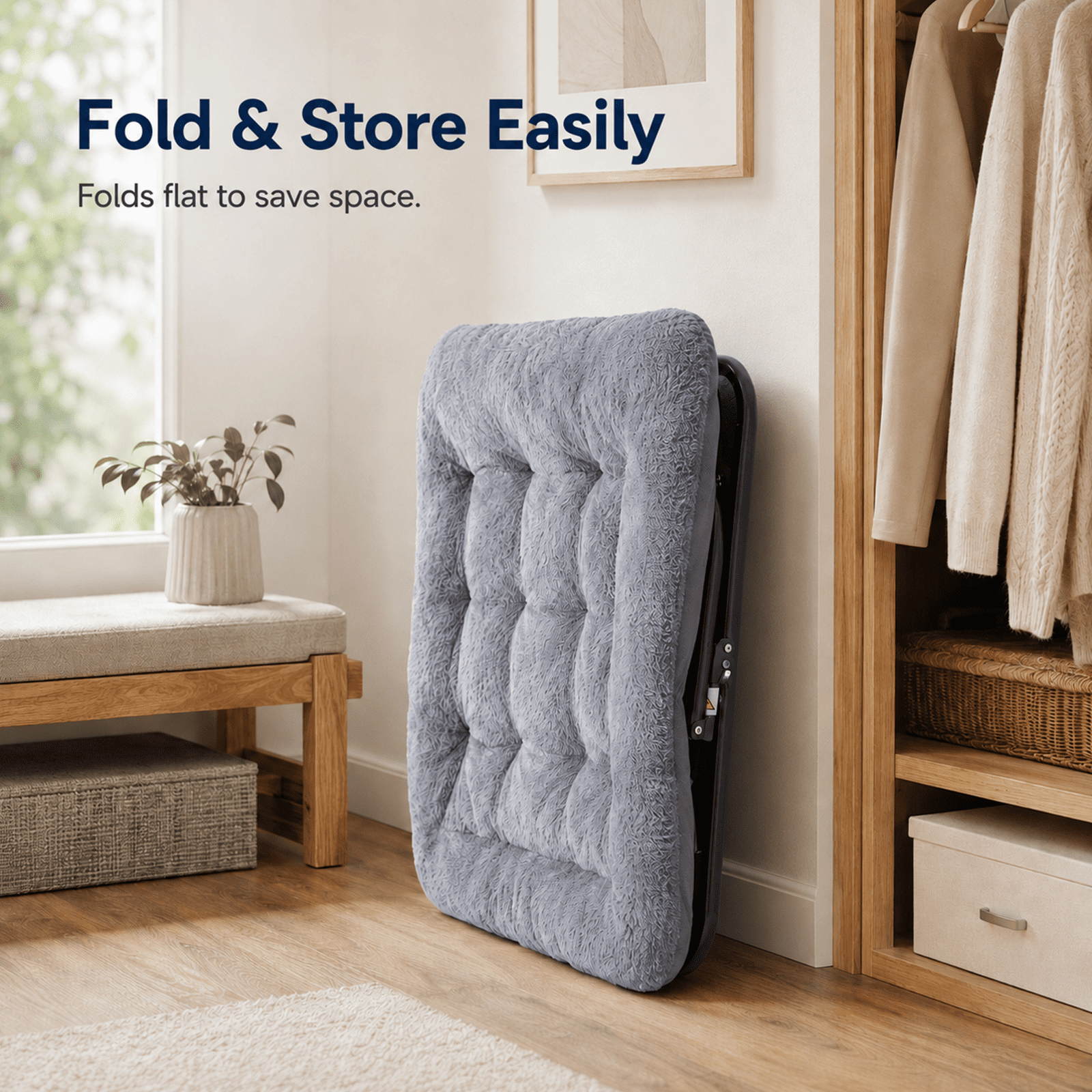 Alvantor Comfy Chair for Adults, Soft Faux Fur Folding Lounge, Flexible Reading Chair for Teens, Large Size Foldable Chair for Living Room Dorm Rooms
