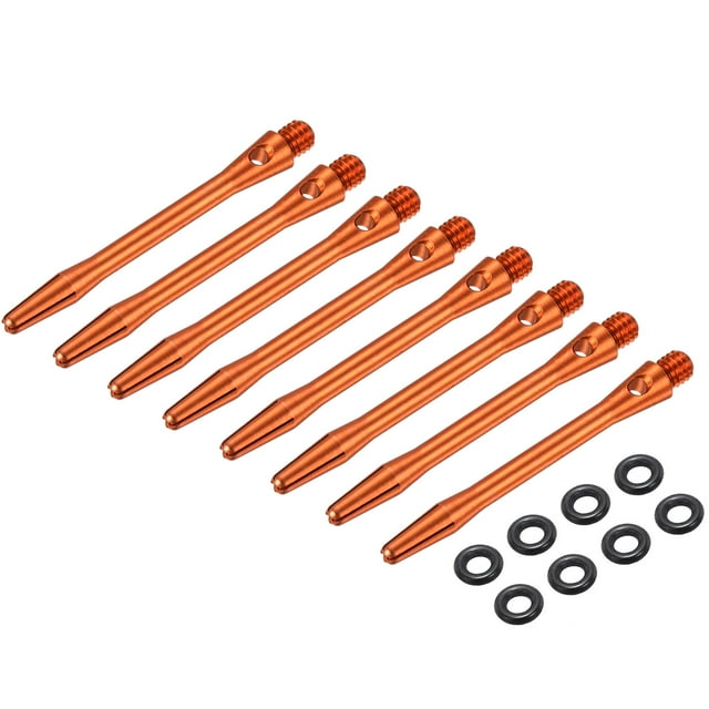 Uxcell 8Pcs Ejes de Dardos de Aluminio con Rosca 2BA, Accesorios de Reemplazo con Anillos de Goma para Punta de Acero Naranja 45mm
