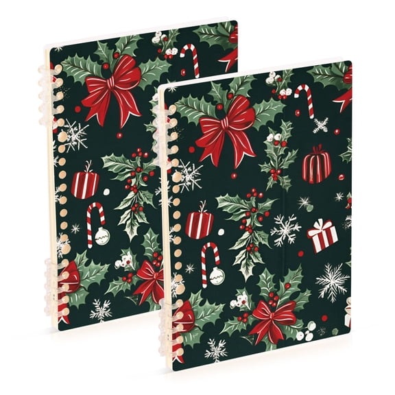 FORMRS 1-Subject Spiral Notebook 8" x 5" College Ruled 60 Refillable Sheet, Green Christmas