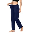 thumbnail image 4 of Nhthy Women’s Solid Color Daily Wear Trousers, Relaxed Straight Silhouette, Lightweight Breathable, Casual Loose Long Pants for Hot Weather Outdoor Activities Navy M, 4 of 9