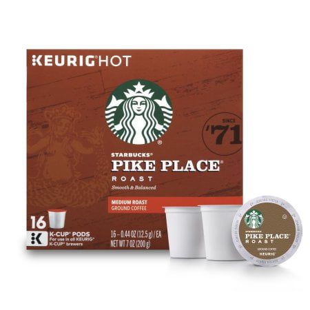 - (4 Pack) Starbucks Pike Place Roast Medium Roast Single Cup Coffee for Keurig Brewers, 1 Box of 16 (16 Total K-Cup Pods)