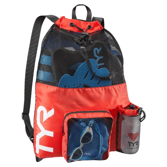 Mochila TYR Big Mesh Mummy para natación mojada, gimnasio, roja, 40 L