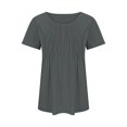 thumbnail image 7 of Womens T Shirts Short Sleeve Pleated Dressy Casual Scooped Neck Summer Tops Blouses, 7 of 7