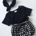 thumbnail image 1 of Body coreano de verano para mujer, camiseta de manga corta con cuello redondo, pantalones versátiles de media manga, pantalones grandes de pan de PP, traje para niños, 1 of 5