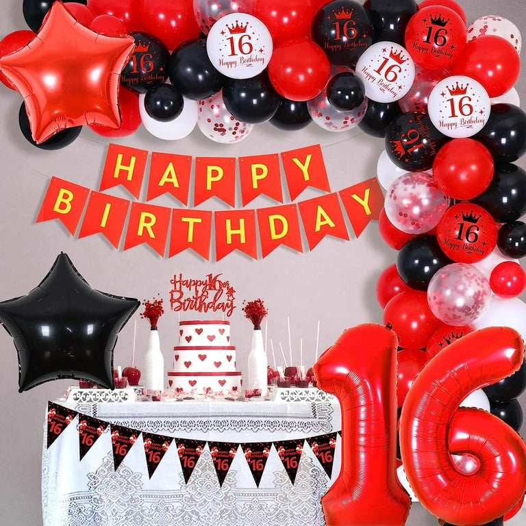 White, Red, & Black Birthday Theme for Birthday Party,Celebrations