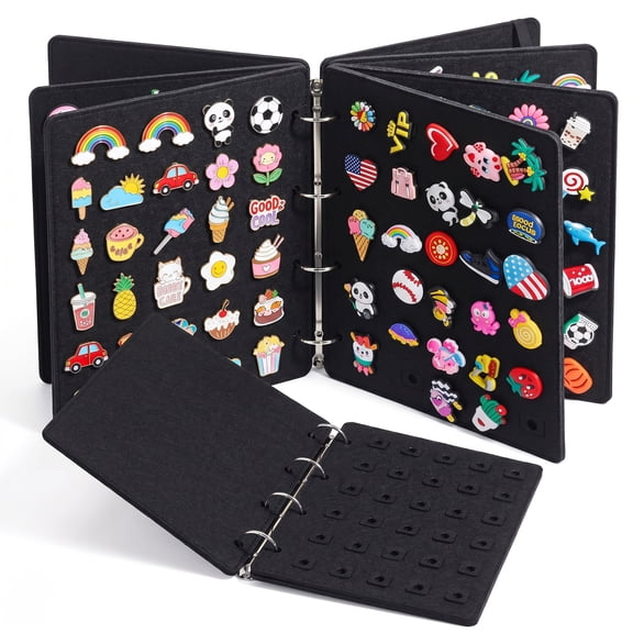 Shoe Charms Organizer for Croc, 120 Holes for Storage and Display, Black, 8.39" x 1.18" x 10.24", 1 Pack