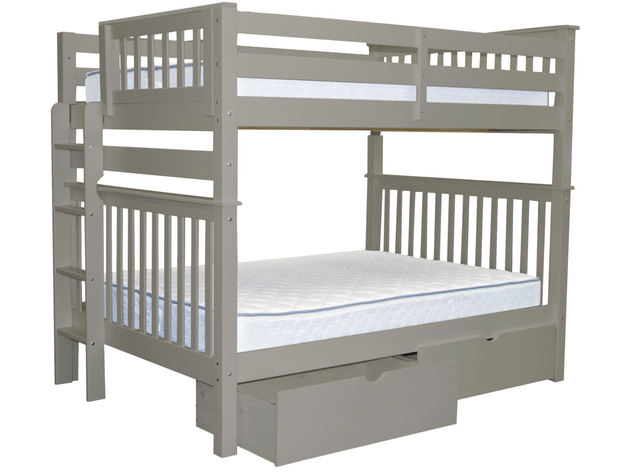 Bedz King Bunk Beds Full over Full Mission Style with End Ladder and 2