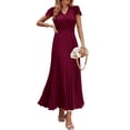 thumbnail image 1 of Vestido largo PRETTYGARDEN para mujer, cuello en V, manga corta con volantes, verano, 1 of 8