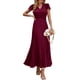 thumbnail image 1 of Vestido largo PRETTYGARDEN para mujer, cuello en V, volantes y manga corta, 1 of 8