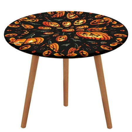 

Bybiment Round Fitted Tablecloth with Elastic Edge Halloween Style Holiday Great Decorative Tablecloth Table Cover 39 Inch