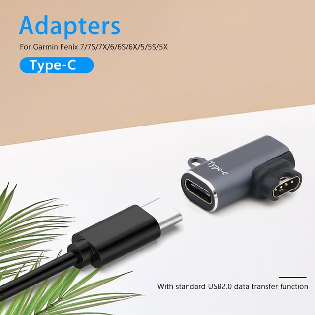 Adaptador de cargador portátil con conector de alimentación con orificio para cordón para Garmin Fenix 7/7S
