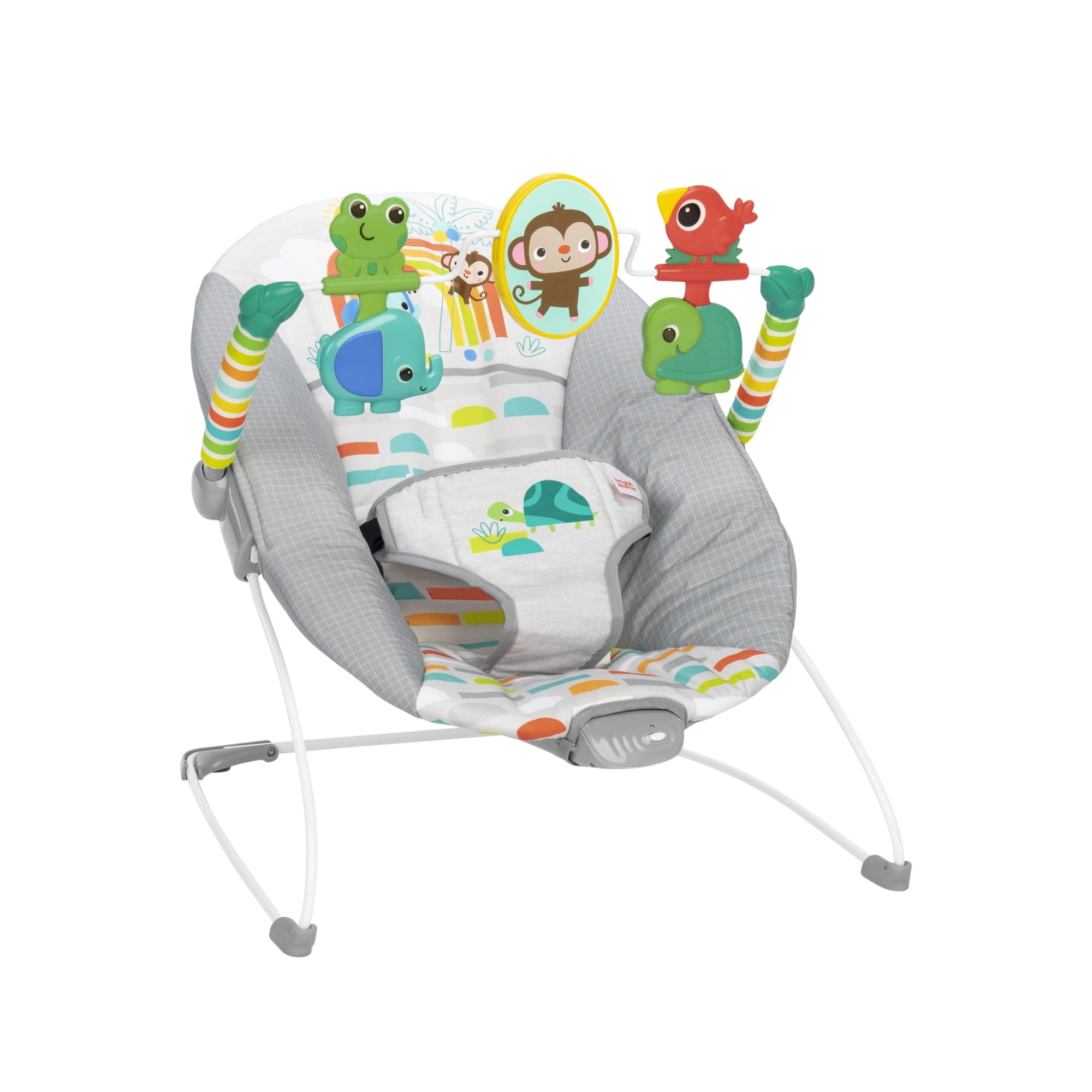 Bright Starts Playful Paradise Vibrating Baby Bouncer, Self Bounce, Unisex, Newborn +