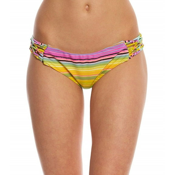 Raisins Women's Stripe Macrame Bikini Bottom, Yellow, L