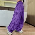 thumbnail image 6 of Ccpelsie Girls Streetwear Cargo Pants Spring Collection Baggy Wide Leg with Cargo Pockets and Adjustable Waist Comfort Fit Trousers(A01-Purple,4-5 Years), 6 of 7