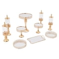 thumbnail image 2 of Dwellnix 10-Piece Cake Stand Set, Includes Rectangular Cake Tray, Round Trays, Stands, Candy Jars, Gold Crystal Beads for Elegant Display, 2 of 7