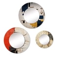 thumbnail image 2 of Designart "Yesterday's History Retro Reflection II" Modern Geometric Round Mirror Set of 3 - Modern Beige Round Office Wall Mounted Mirror Set, 2 of 5
