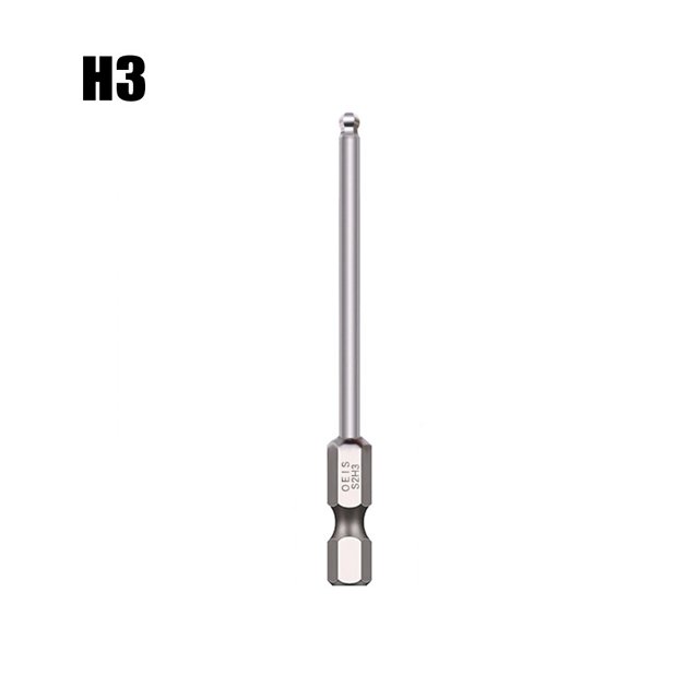 BTOER 1pc 75mm Long Ball End Hex Screwdriver Bit Magnetic Batch Head High Hardness Alloy Steel Screwdriver Bit Hand Tools H1.5-H10