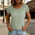 thumbnail image 2 of DeHolifer Women's T-Shirts Casual Cap Sleeve Solid Color Crewneck Lightweight Summer Tee Top Green M, 2 of 7