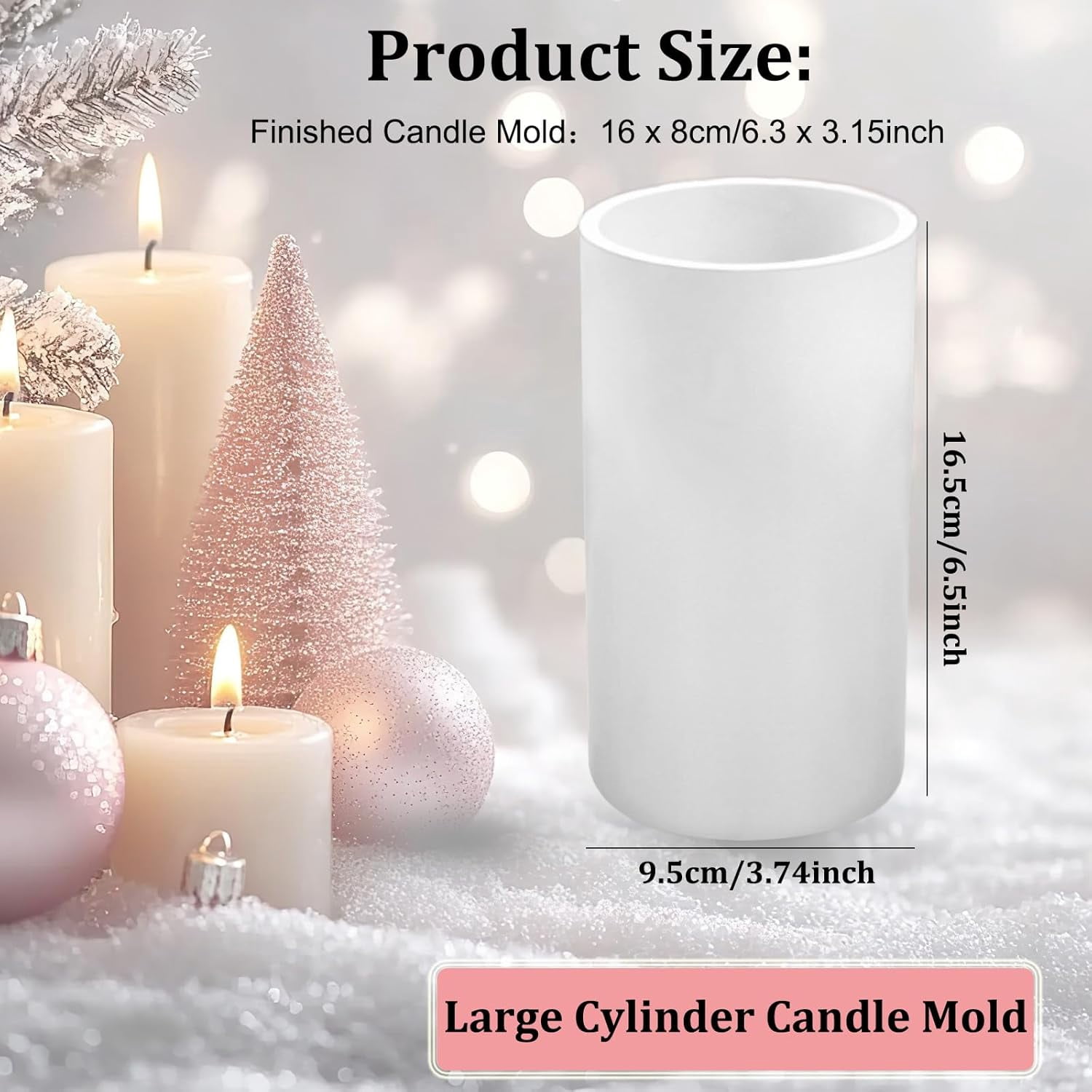 ABCISI Large Cylinder Mold for Candle Making, 6.5Inch Cylinder Silicone Pillar Candle Mold, Epoxy Resin Casting Mold for Wax Resin Craft Pen Holder Making
