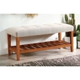 thumbnail image 4 of Xukmct Padded Seat Bench with Bottom Shelf, Upholstered Fabric Bench for Living Room, Bedroom, Light Gray, 4 of 8