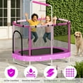 thumbnail image 5 of Baxluxe 60" Kids Trampoline 7-in-1, Elliptic Toddler Trampoline with Safety Enclosure Net, Height Adjustable Handrail & 500lbs Capacity, Mini Bouncer with Swing for Age 3-8, Purple Cloud, 5 of 6