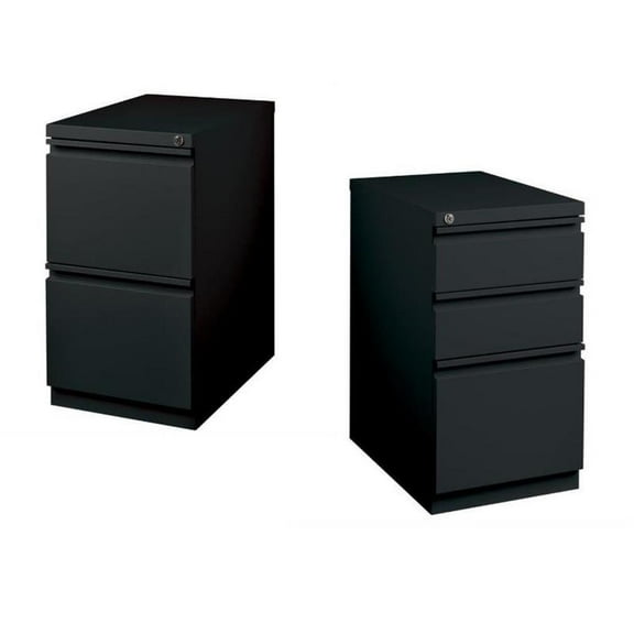 Set of 2 Value Pack 2 and 3 Drawer Mobile Filing Cabinet in Black