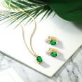 thumbnail image 4 of Gem Stone King 4.70 Ct Green Nano Emerald E-F Lab Grown Diamond 18K Yellow Gold Plated Silver Pendant and Earrings Jewelry Set, 4 of 4