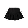 thumbnail image 4 of Blotona Womens Ruffle Mini Skirt Sexy High Waist Solid Color Criss Cross Tie Up A-Line 90s E-Girl Goth Summer Black Short Dress, 4 of 9