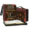 thumbnail image 4 of ZUXONGSY Butterfly Lion Rose Print PU Leather Bible Case Large Bible Cover Bag for Women Men be Strong in The Lord Bible Study Tools with Detachable Wristlet Strap Journal Case for Christian, L, 4 of 7