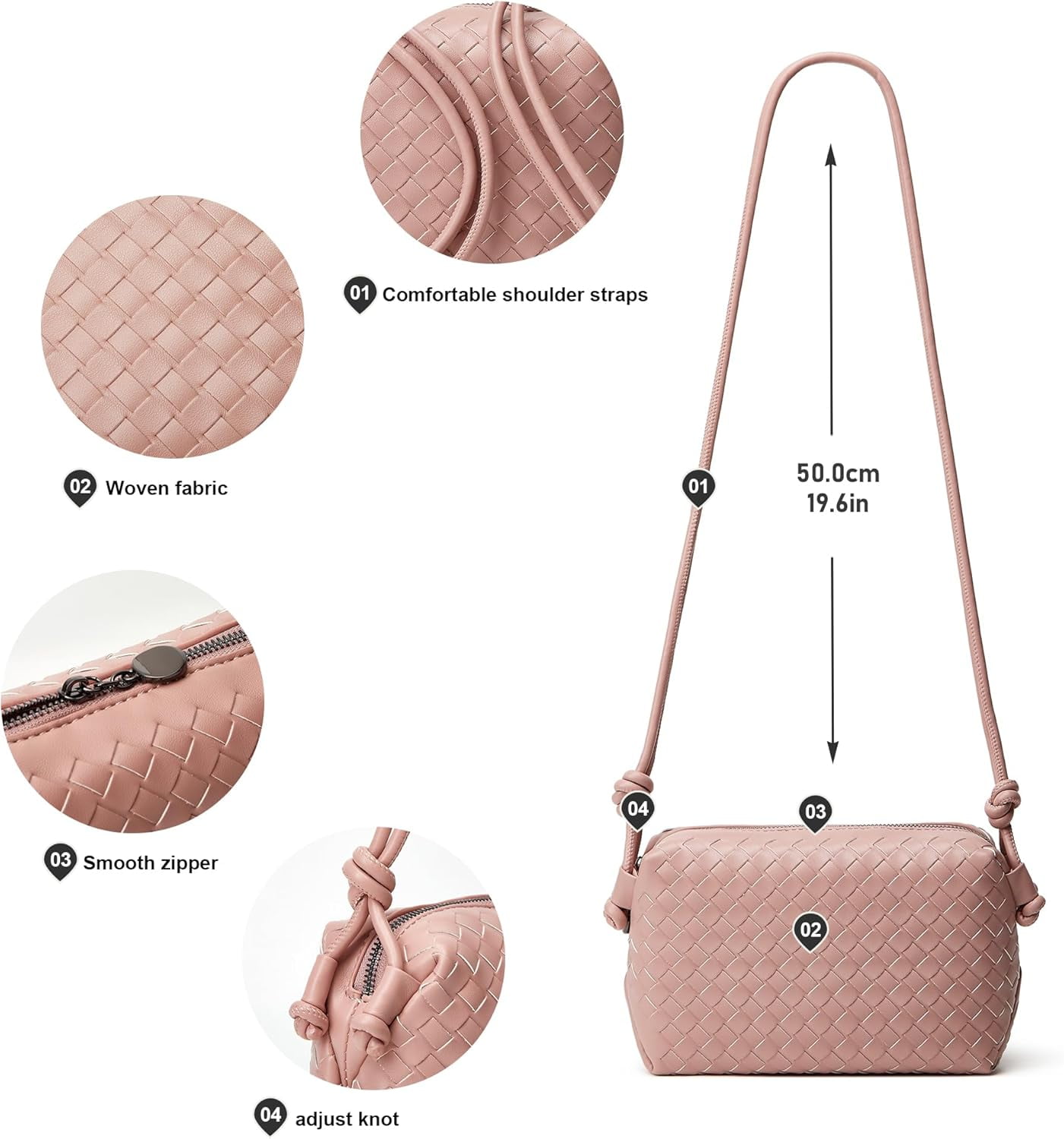 Woven Crossbody Bags for Women: Vegan Leather Handbag - Handwoven Small Purse - Trendy Shoulder Bag