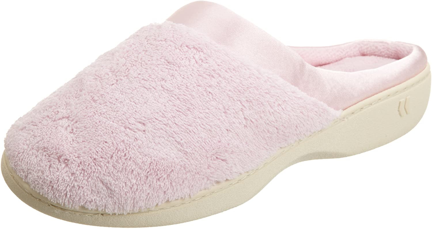 isotoner Womens Microterry Pillowstep Slippers with Satin Cuff PEO-6/7 ...