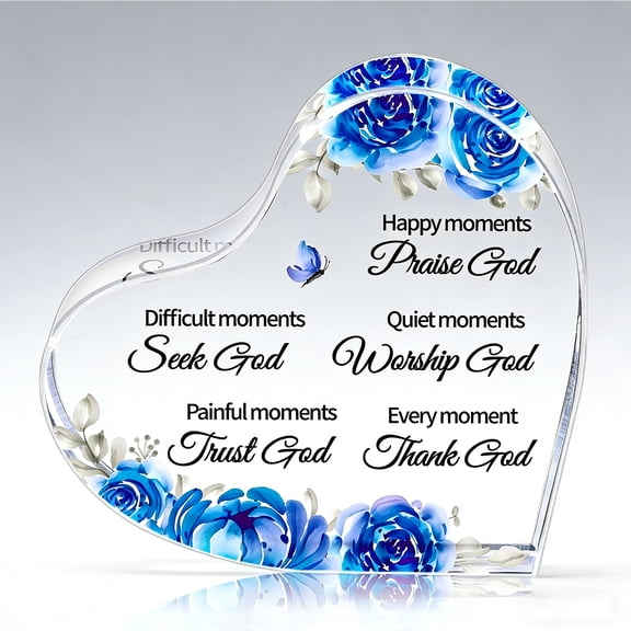 Christian Heart Acrylic Plaque - Every Moment Thank God Religious Home Decor