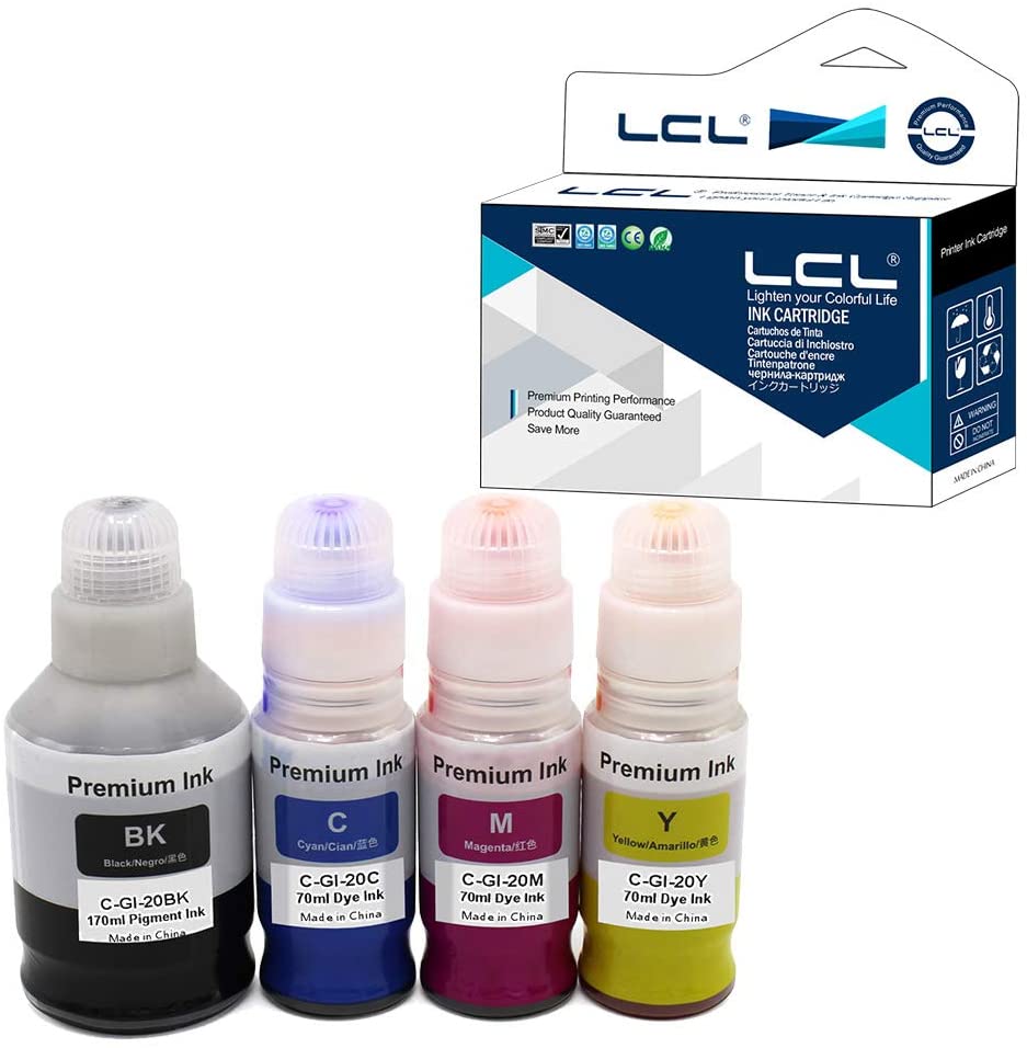 LCL Compatible for Canon GI20 GI20PGBK GI20BK GI20C GI20M GI20Y